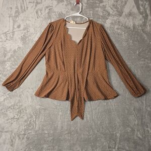 Meraki Brown Polka Dot Blouse